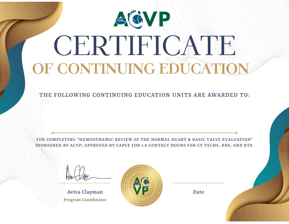 Hemodynamic Review Certificate ACVP Online Hemodynamic Review Certificate ACVP Online
